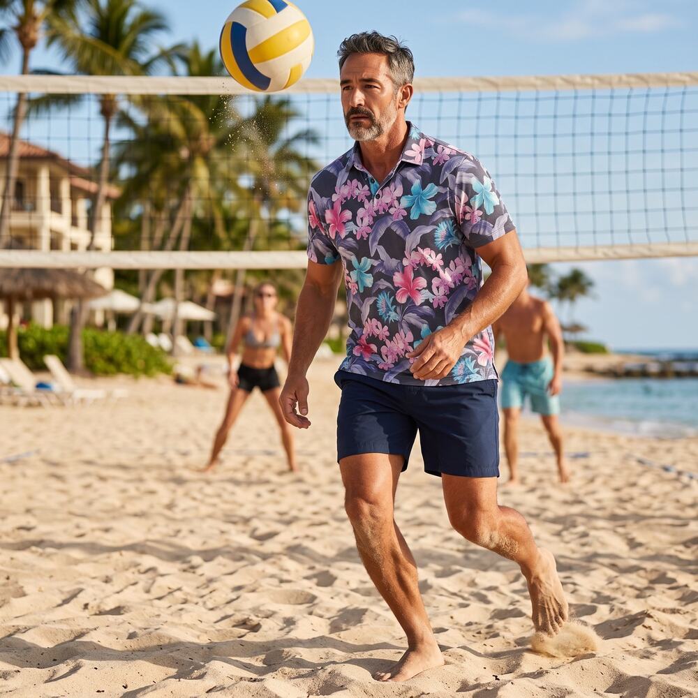 Tommy Bahama Ohana Floral Polo Men's Sz M Resort Pima Cotton Blend